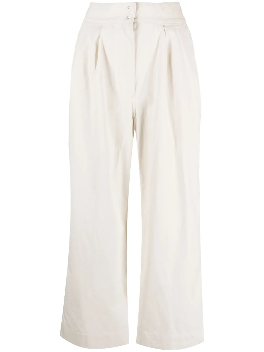 Margaret Howell Pleated Cotton Wide-leg Trousers In Nude