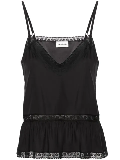 P.A.R.O.S.H. lace-trim silk tank top