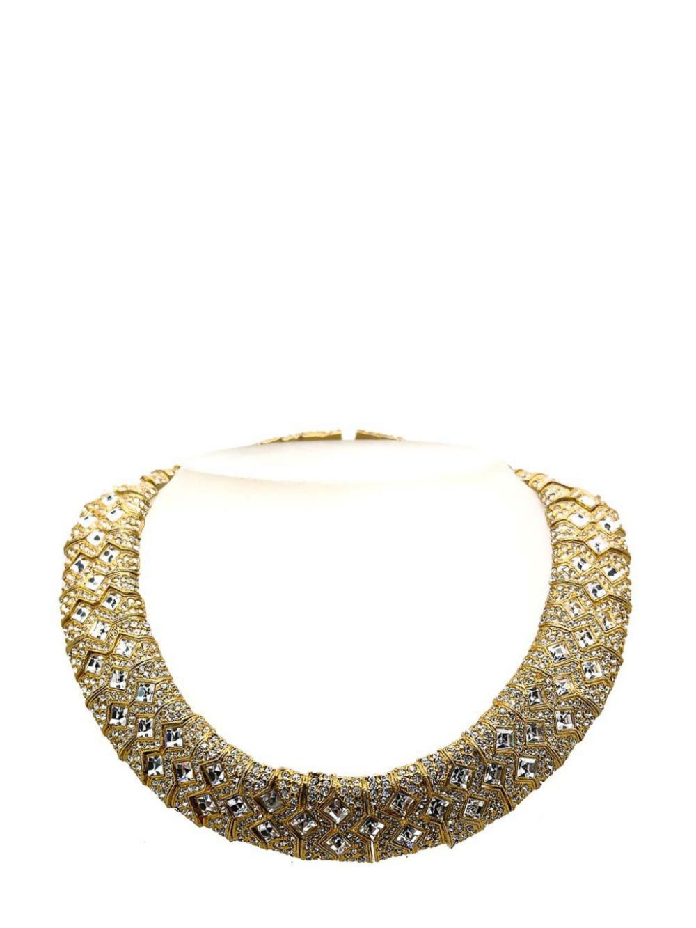 Jennifer Gibson Vintage Square Cut Crystal Pavé Collar 1980s - Goud