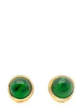 Jennifer Gibson Jewellery Vintage Christian Dior Flawed Emerald Glass Cabochon Earrings 1980s - Green