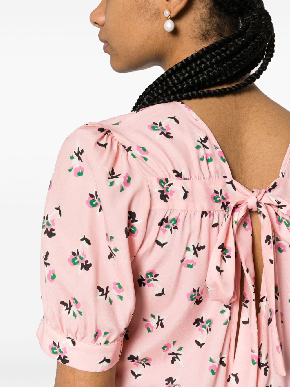 Shop P.a.r.o.s.h Floral-print Silk Blouse In Pink