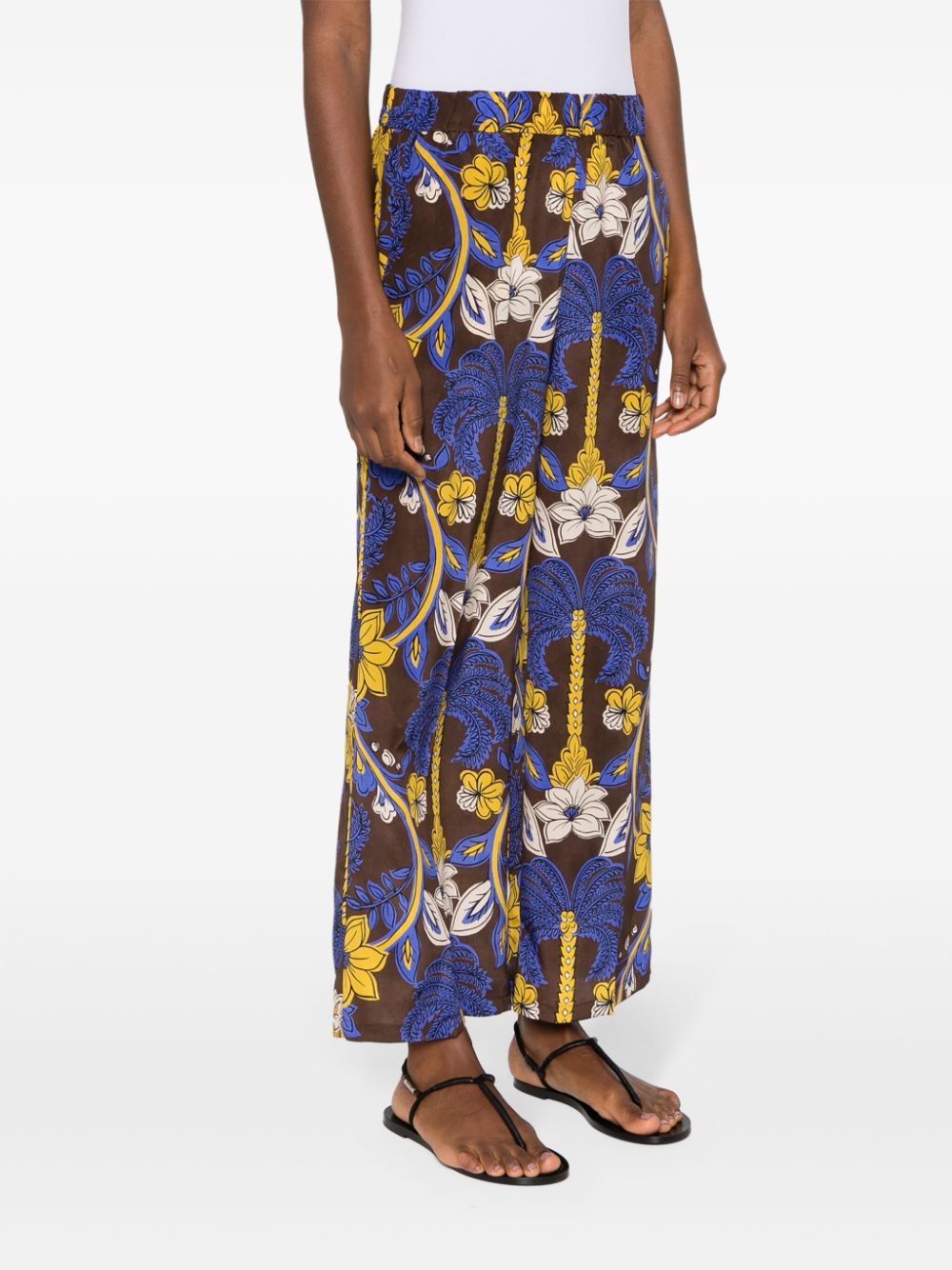 Shop P.a.r.o.s.h Floral-print Silk Palazzo Trousers In Blue