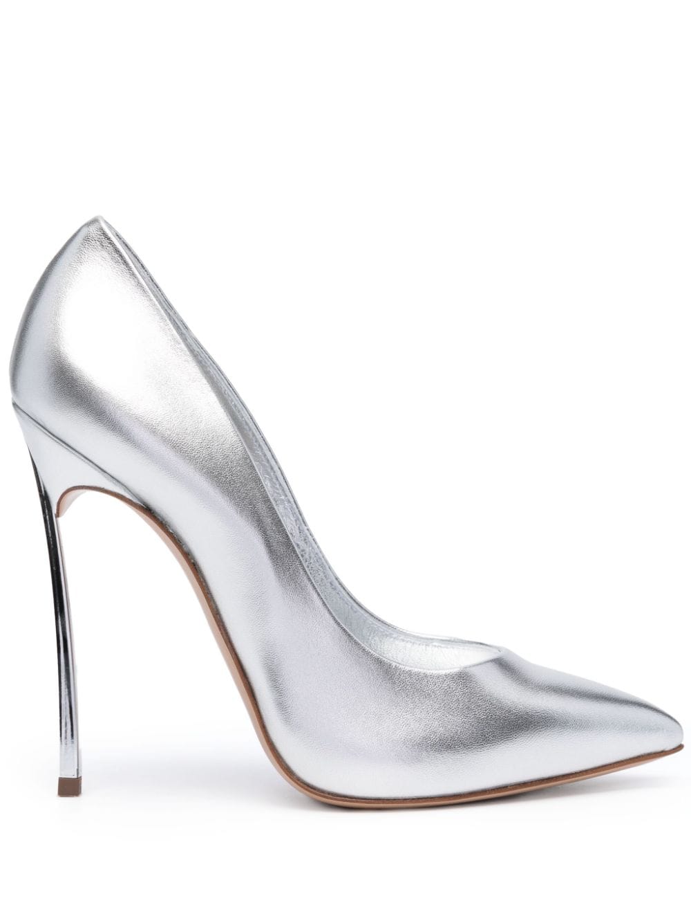Casadei Blade Metallic Leather Pumps In Silver