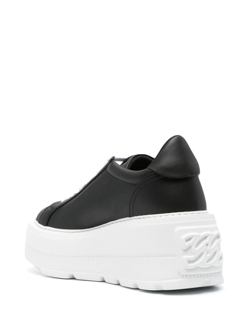 Shop Casadei Nexus Leather Wedge Sneakers In Black
