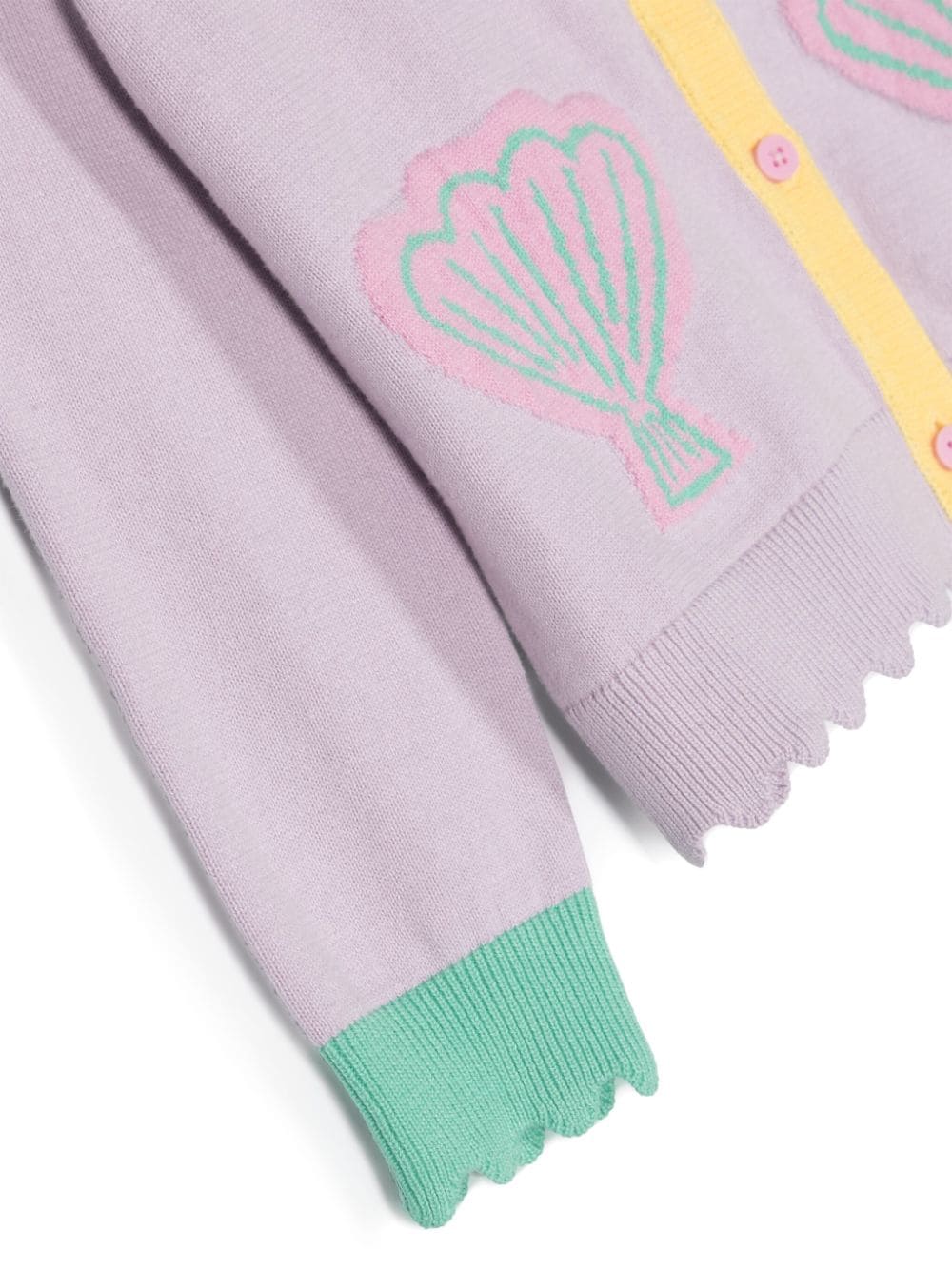 Shop Stella Mccartney Seashell-jacquard Cotton Cardigan In Violett