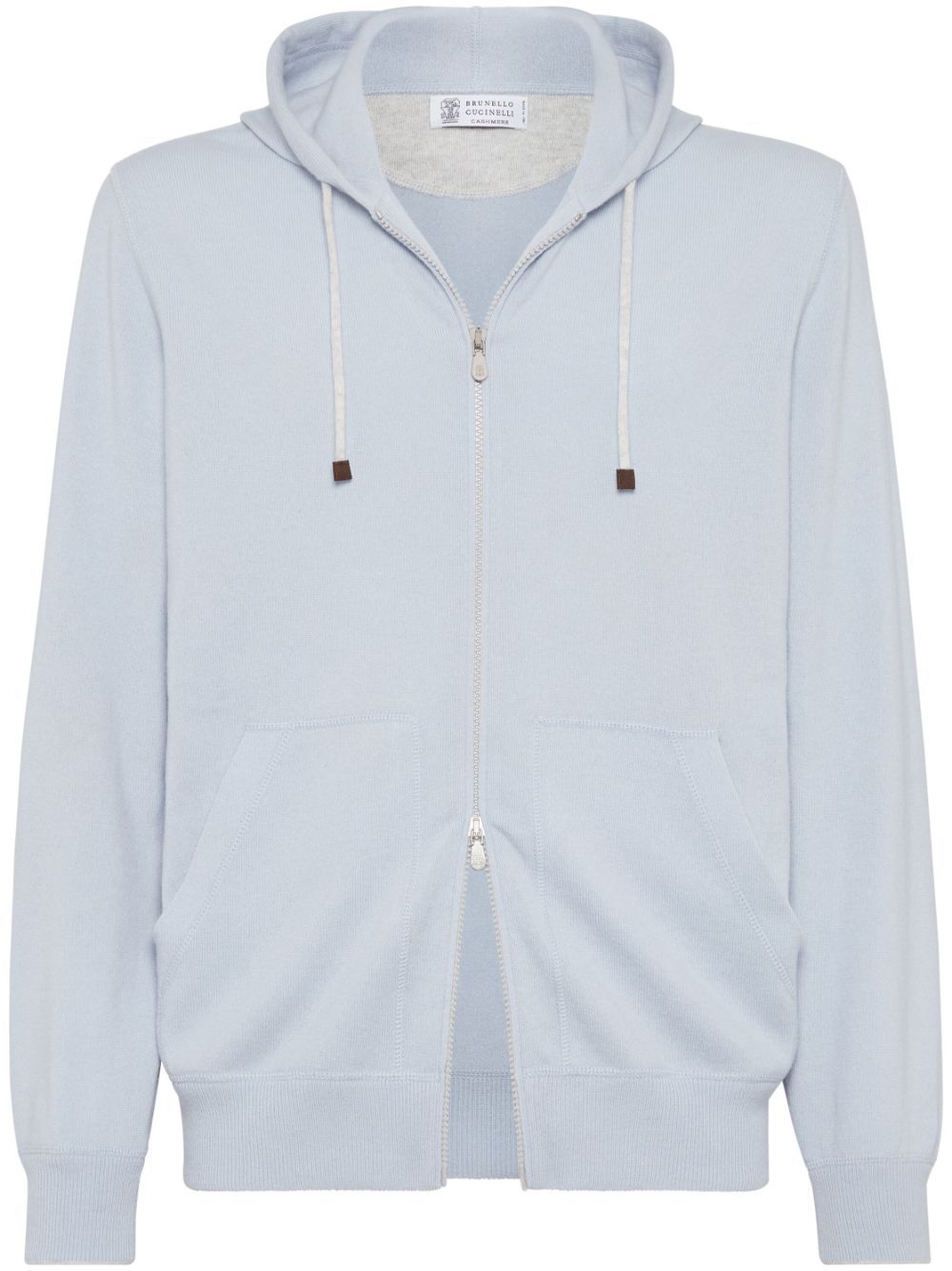 Shop Brunello Cucinelli Zip-up Cashmere Hoodie In Blue