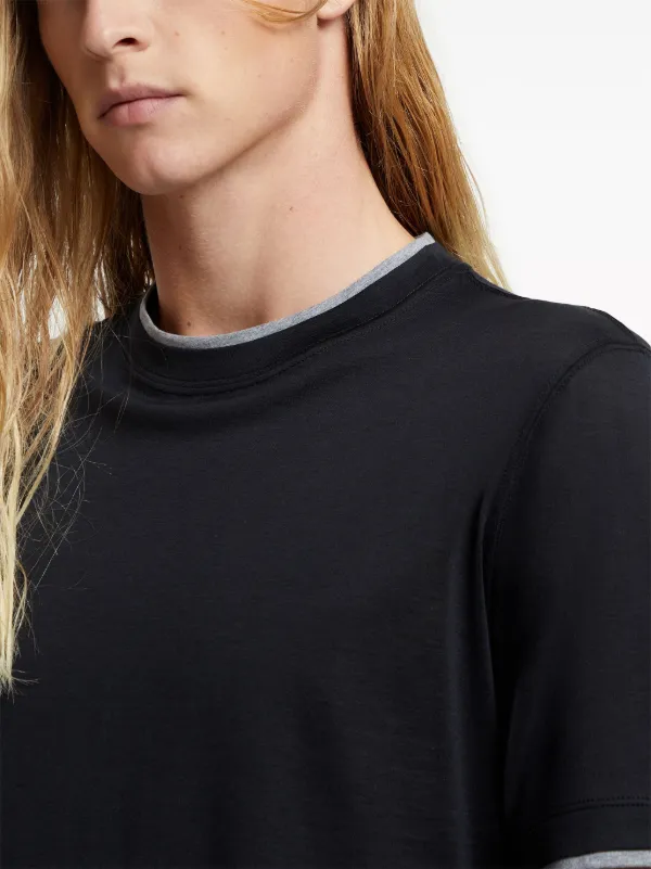 王道■ブルネロクチネリ レイヤードTシャツ Brunello Cucinelli レイヤード Tシャツ | ブラック | FARFETCH JP