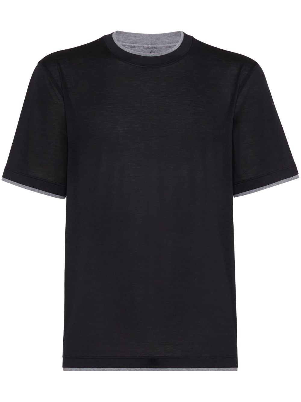 Shop Brunello Cucinelli Layered-effect Silk-cotton T-shirt In Black