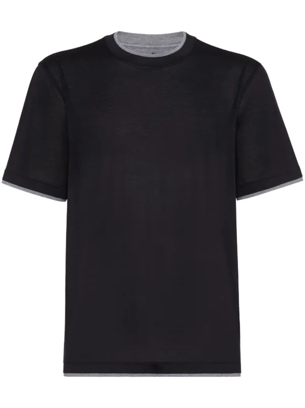 王道■ブルネロクチネリ レイヤードTシャツ Brunello Cucinelli レイヤード Tシャツ | ブラック | FARFETCH JP
