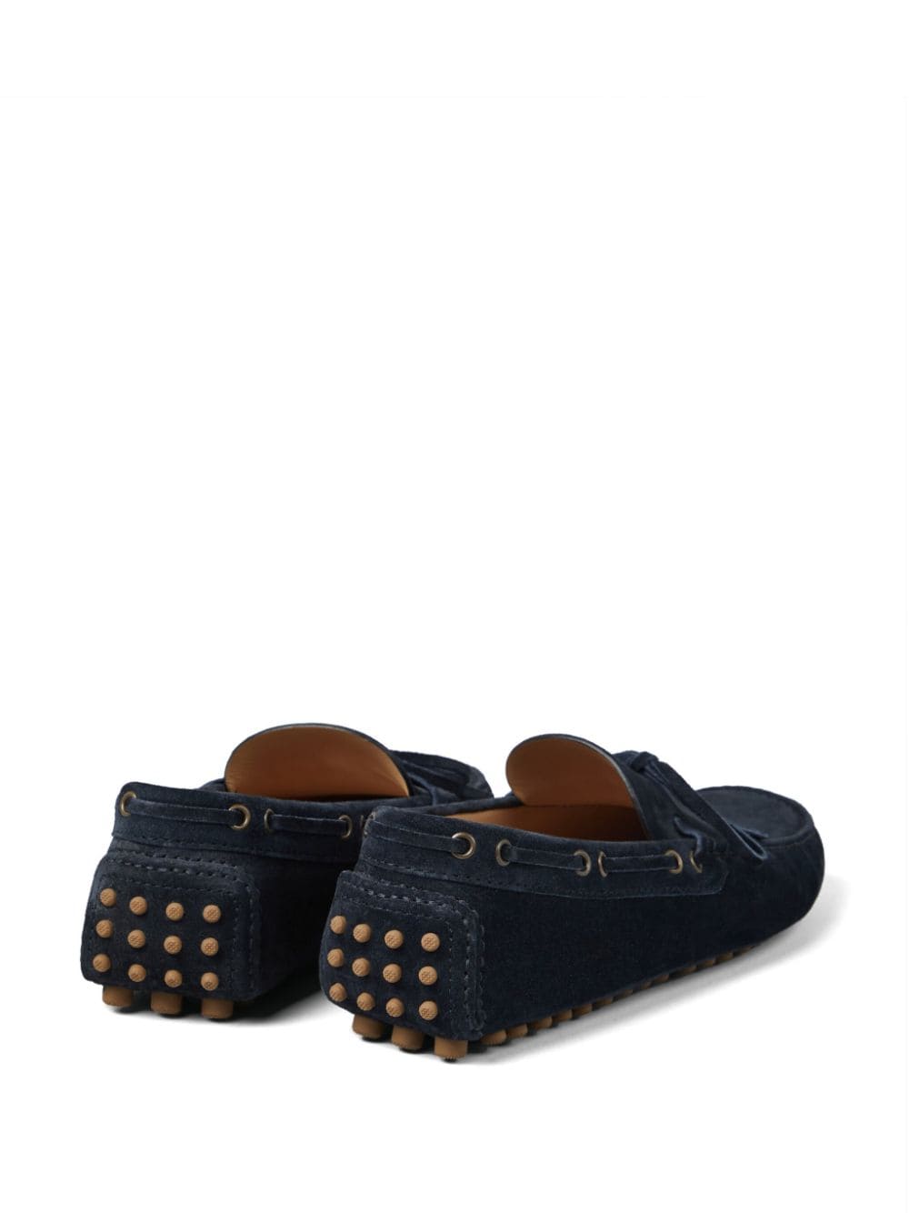 Shop Brunello Cucinelli Lace-detailed Suede Loafers In Blau