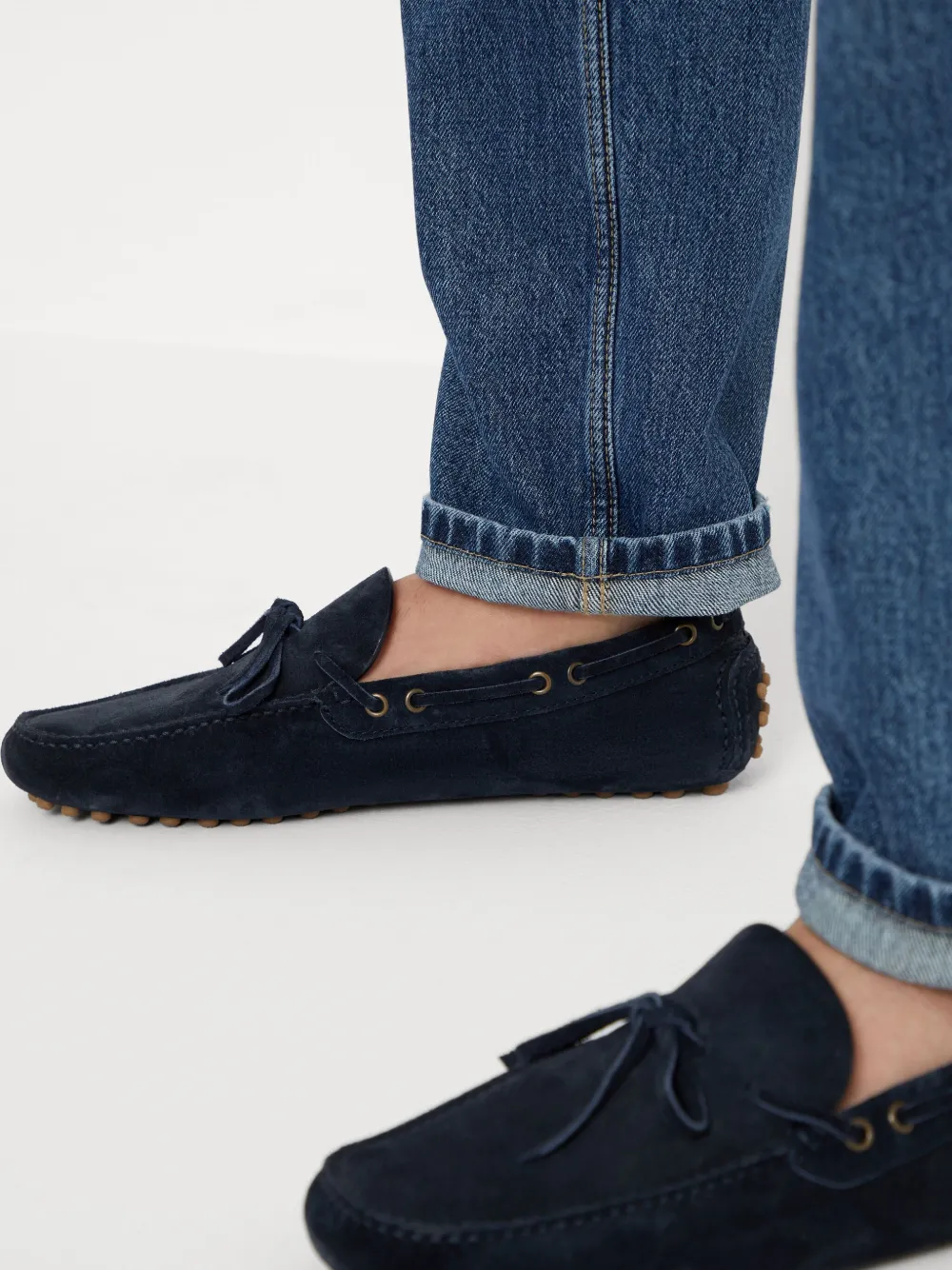 Shop Brunello Cucinelli Lace-detailed Suede Loafers In Blau