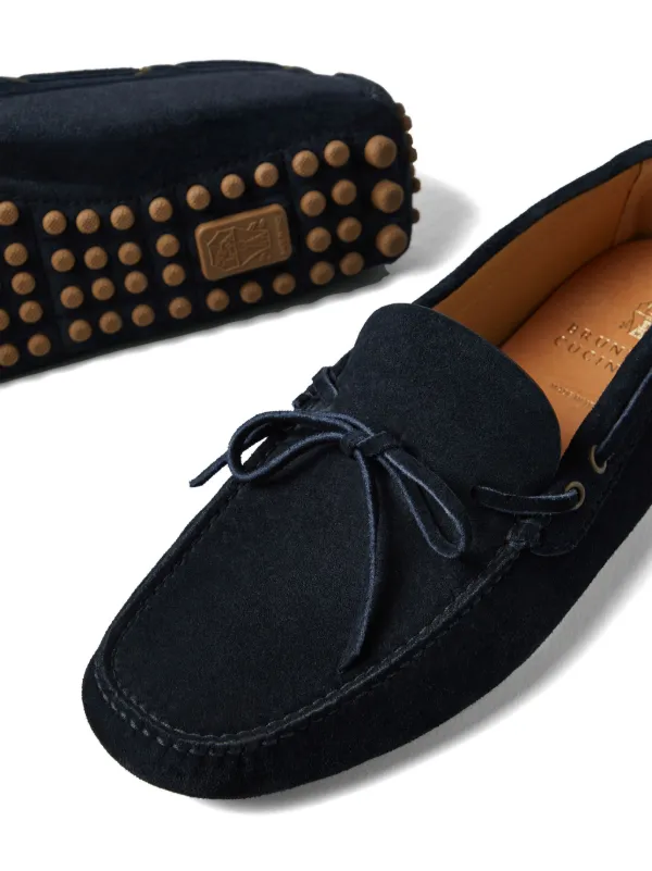 Brunello Cucinelli Lace-detailed navy suede loafers w/tag - Mens EU 46 Brunello Cucinelli - Navy Suede Penny Loafer | Mitchell Stores main image 4