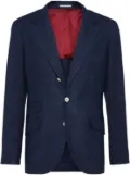 Brunello Cucinelli single-breasted linen blazer - Blue