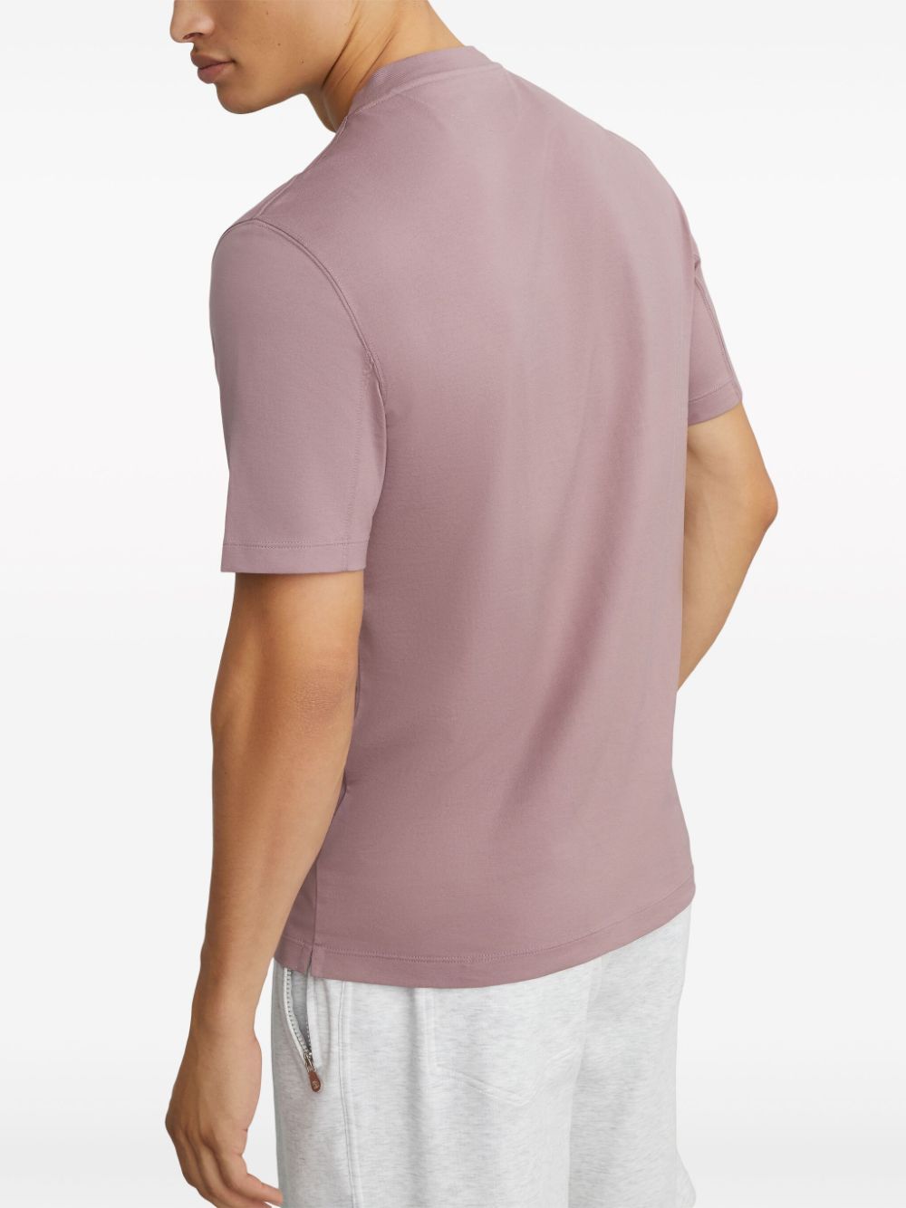 Shop Brunello Cucinelli Logo-print Cotton T-shirt In Purple