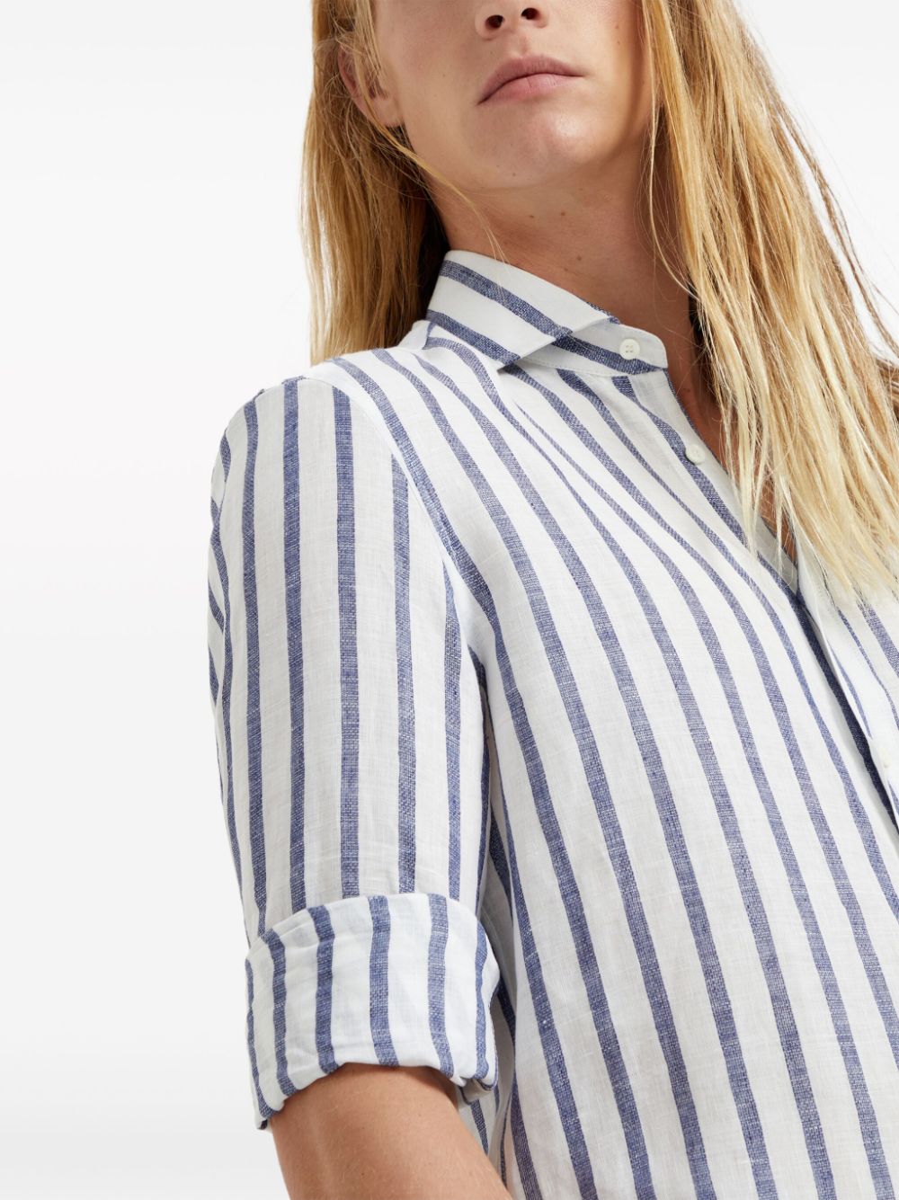 Shop Brunello Cucinelli Striped Linen Shirt In White