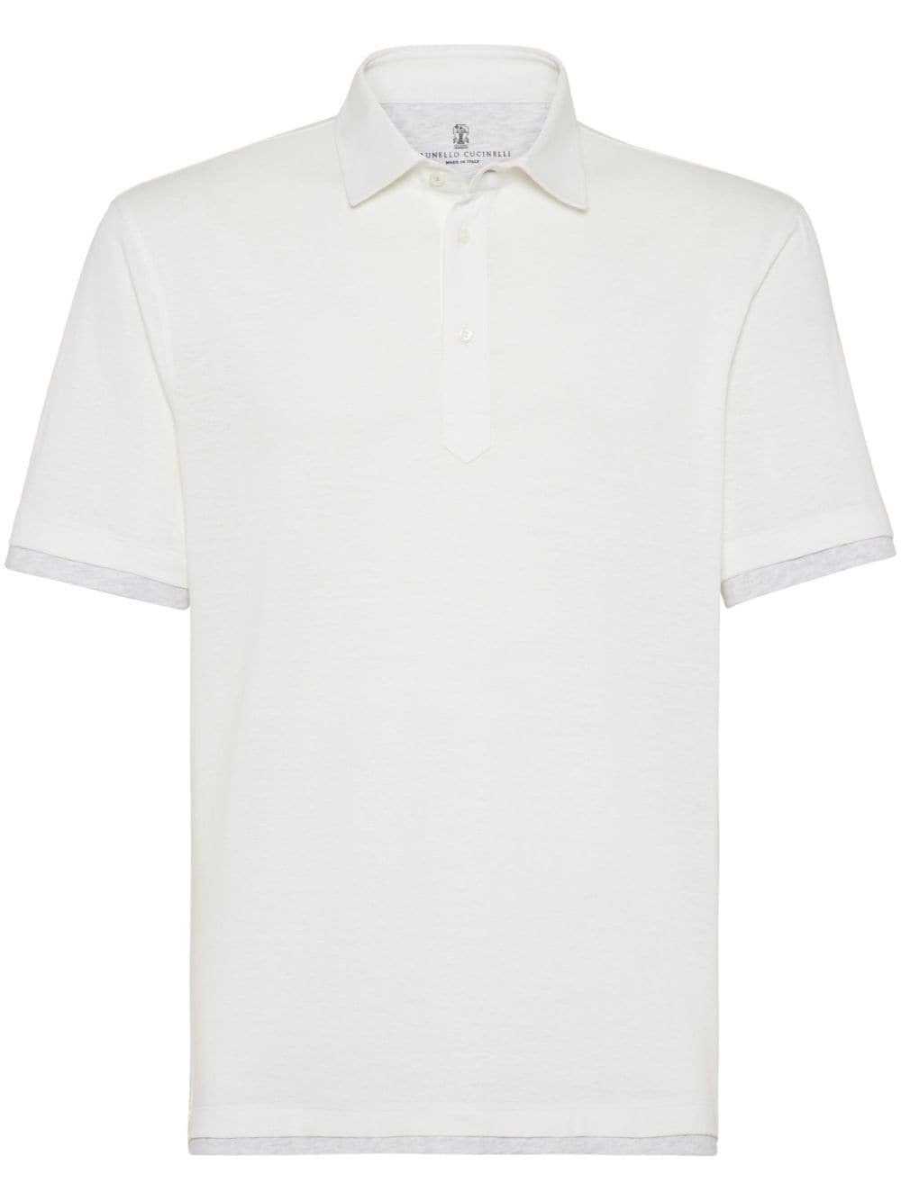 layered-effect linen-cotton polo shirt