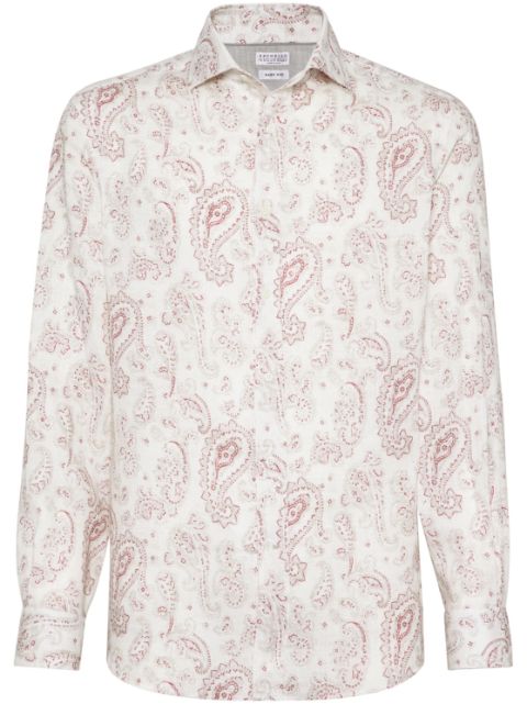 Brunello Cucinelli paisley-print linen shirt Men