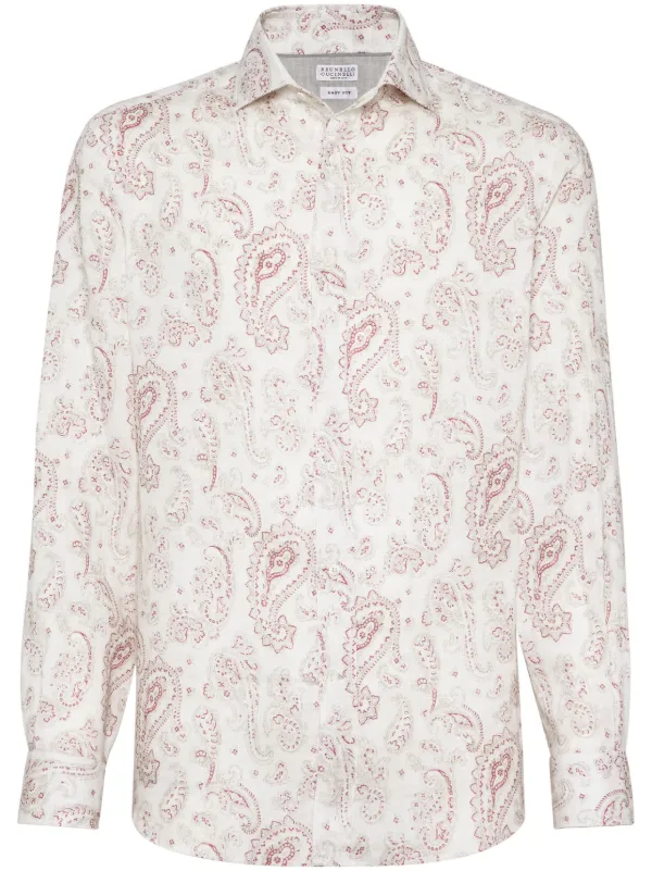 Brunello Cucinelli paisley-print Linen Shirt | Neutrals