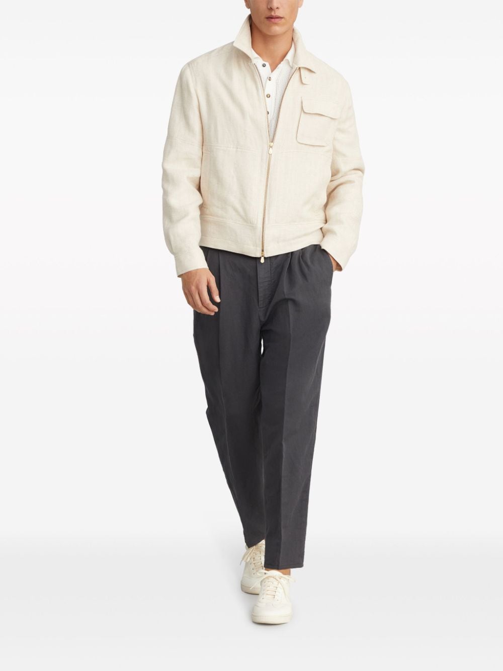 Shop Brunello Cucinelli Drawstring Pleated Tapered-leg Trousers In Grey