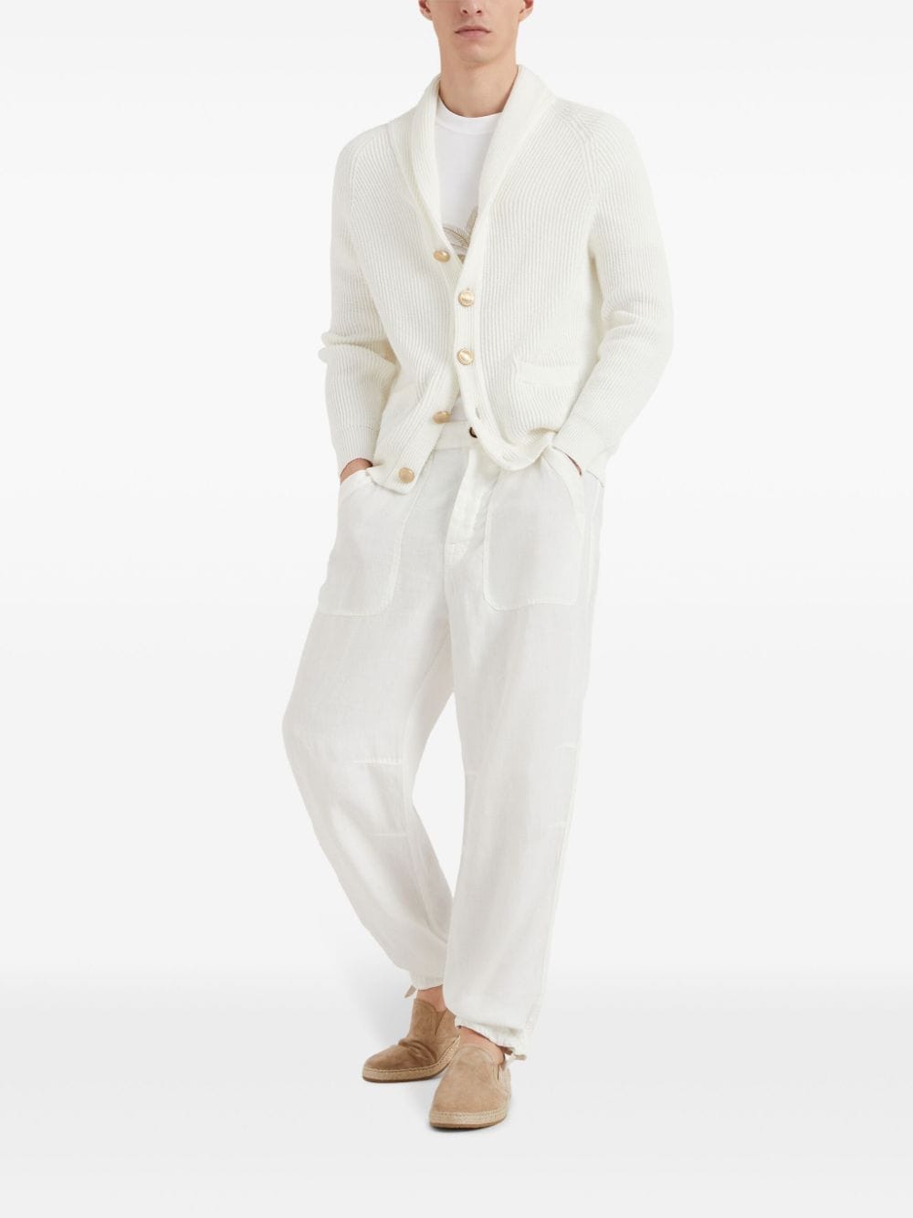 Shop Brunello Cucinelli Straight-leg Cotton Trousers In White
