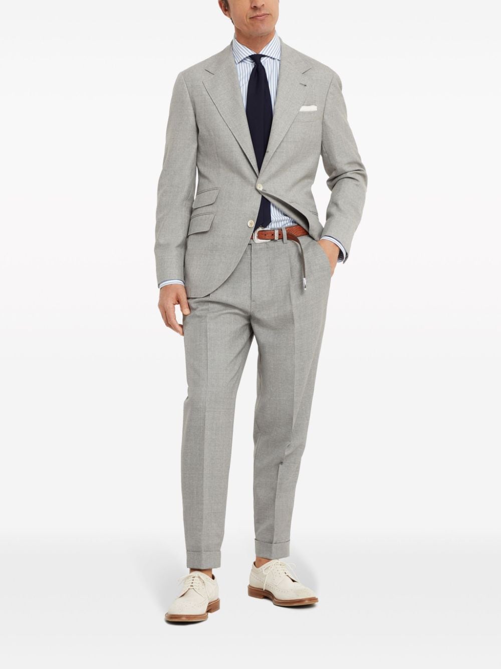 Brunello Cucinelli pressed-crease tapered trousers - Grijs