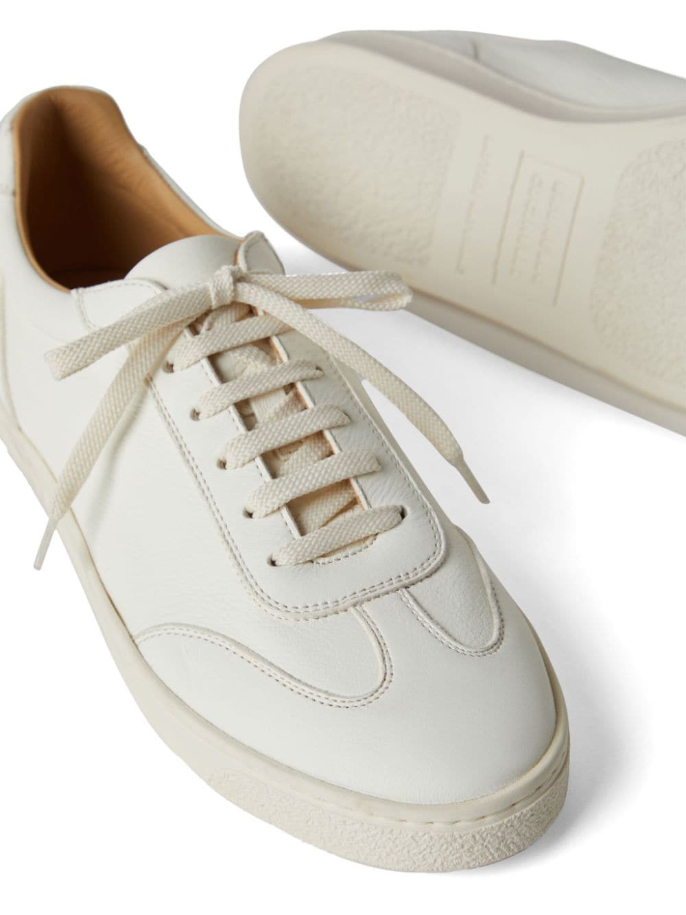 Shop Brunello Cucinelli Logo-print Panelled Low-top Sneakers In White