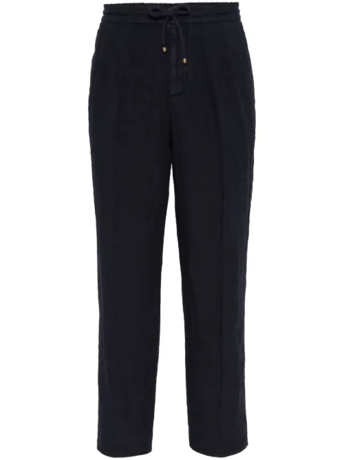 Pantalon en lin à taille à lien de resserrage - Brunello Cucinelli - Modalova