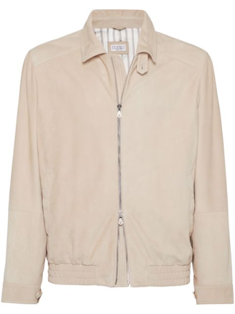 Brunello Cucinelli spread-collar leather bomber jacket Men