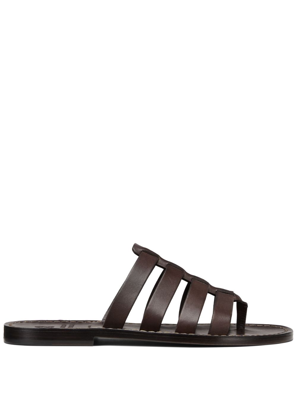 Shop Brunello Cucinelli Caged Leather Sandals In Brown