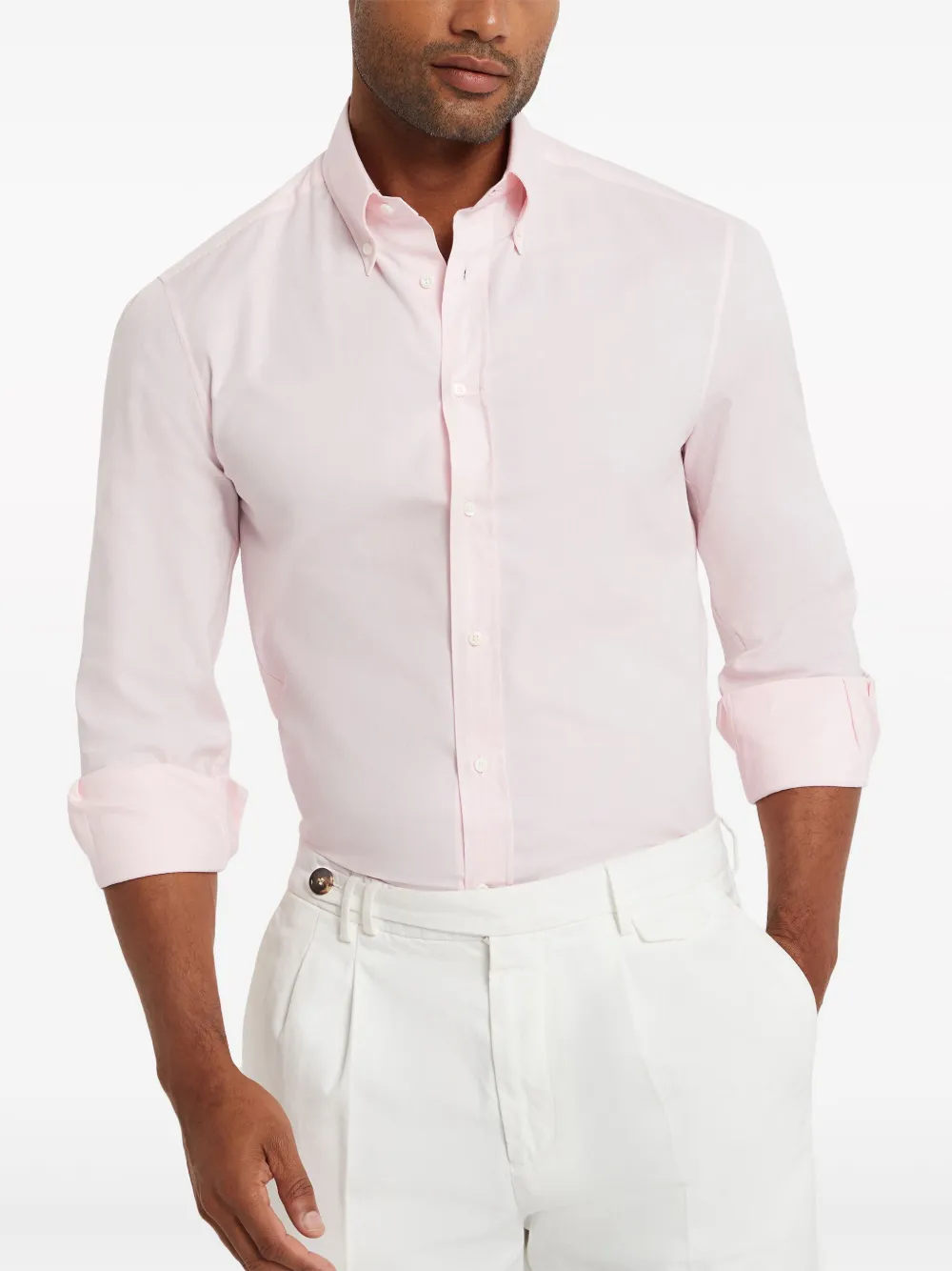 Brunello Cucinelli Cotton button-down Collar Shirt | Pink | FARFETCH