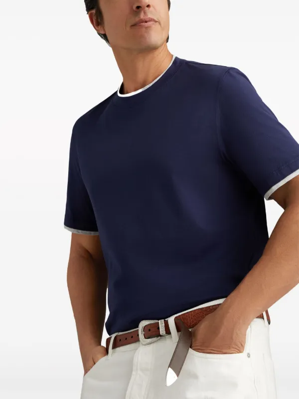 Brunello Cucinelli layered-effect Cotton T-shirt | Blue
