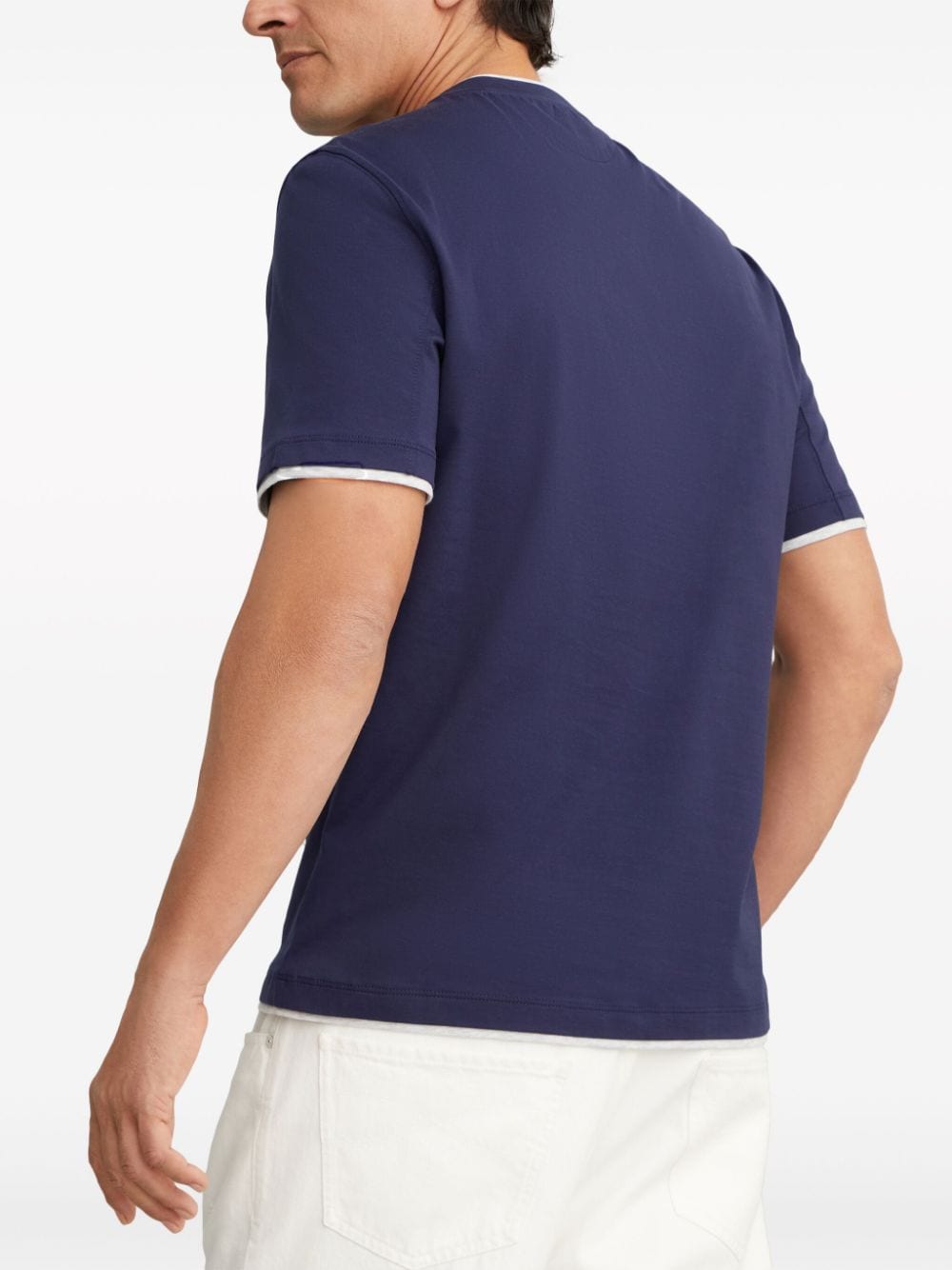 Shop Brunello Cucinelli Layered-effect Cotton T-shirt In Blue