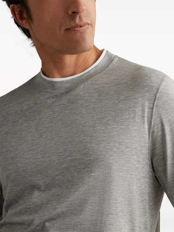 BRUNELLO CUCINELLI グレー 長袖 Tシャツ Brunello Cucinelli Cotton/Linen T-Shirt Light Grey at