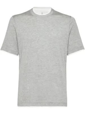 Brunello Cucinelli faux-layered Cotton T-shirt | Grey | FARFETCH