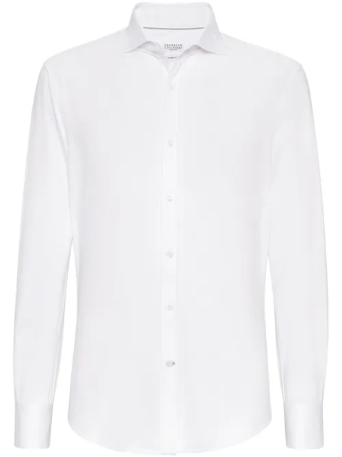 Chemise en coton à col italien - Brunello Cucinelli - Modalova
