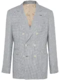 Brunello Cucinelli puppytooth double-breasted linen blazer - White