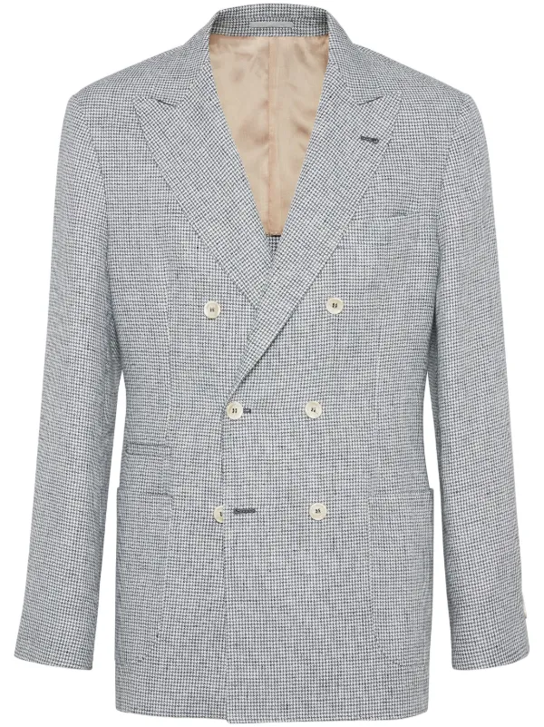 ジャケット BRUNELLO CUCINELLI LINEN DOUBLE-BREASTED JACKET Brunello Cucinelli Puppytooth double-breasted Linen Blazer