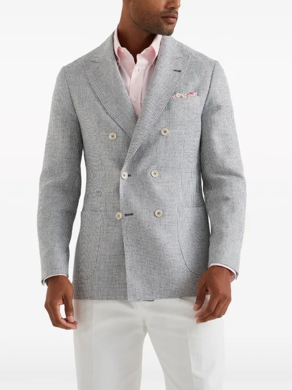 ジャケット BRUNELLO CUCINELLI LINEN DOUBLE-BREASTED JACKET Brunello Cucinelli Puppytooth double-breasted Linen Blazer