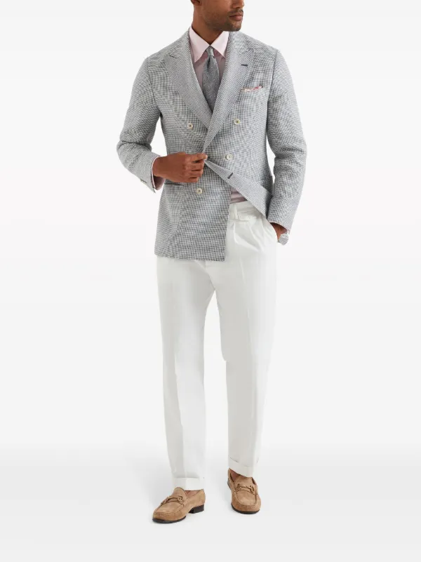 Brunello Cucinelli Puppytooth double-breasted Linen Blazer
