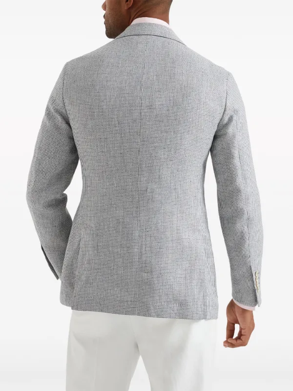 Brunello Cucinelli Puppytooth double-breasted Linen Blazer