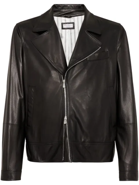 Brunello Cucinelli layered leather bomber jacket