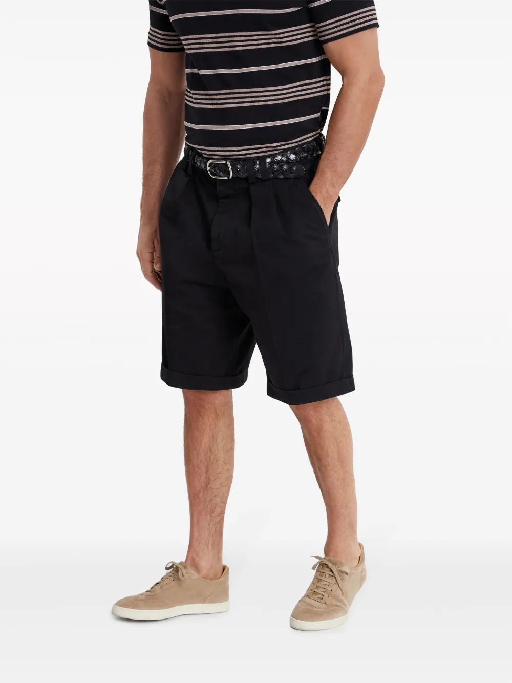 Brunello Cucinelli Straight katoenen bermuda shorts Zwart