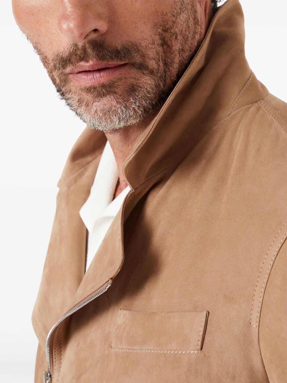 Brunello Cucinelli suede biker jacket Men