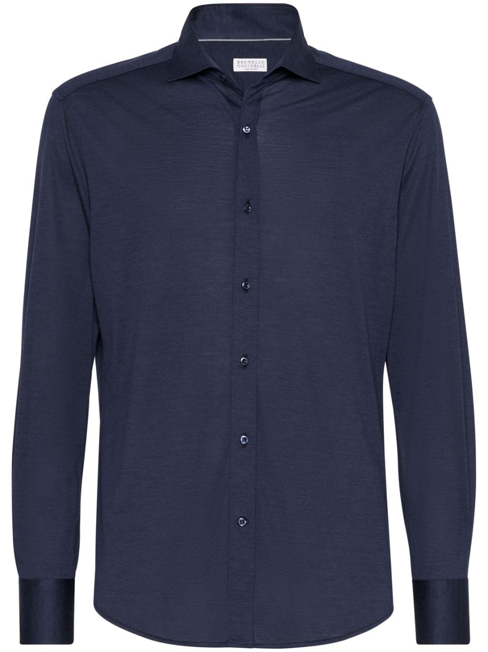Brunello Cucinelli Silk-cotton Jersey Shirt In 蓝色