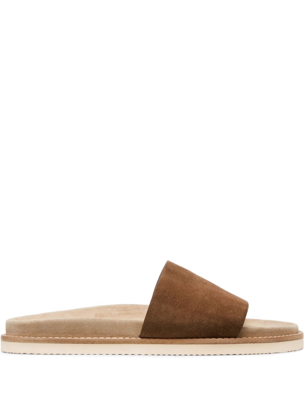 Brunello Cucinelli single-strap suede slides - Marrone