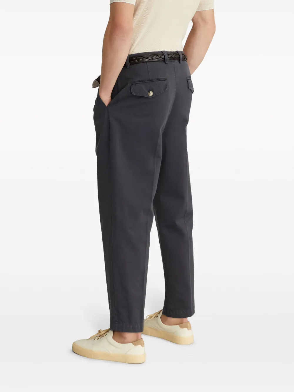 Shop Brunello Cucinelli Pleated Cotton Trousers In Black