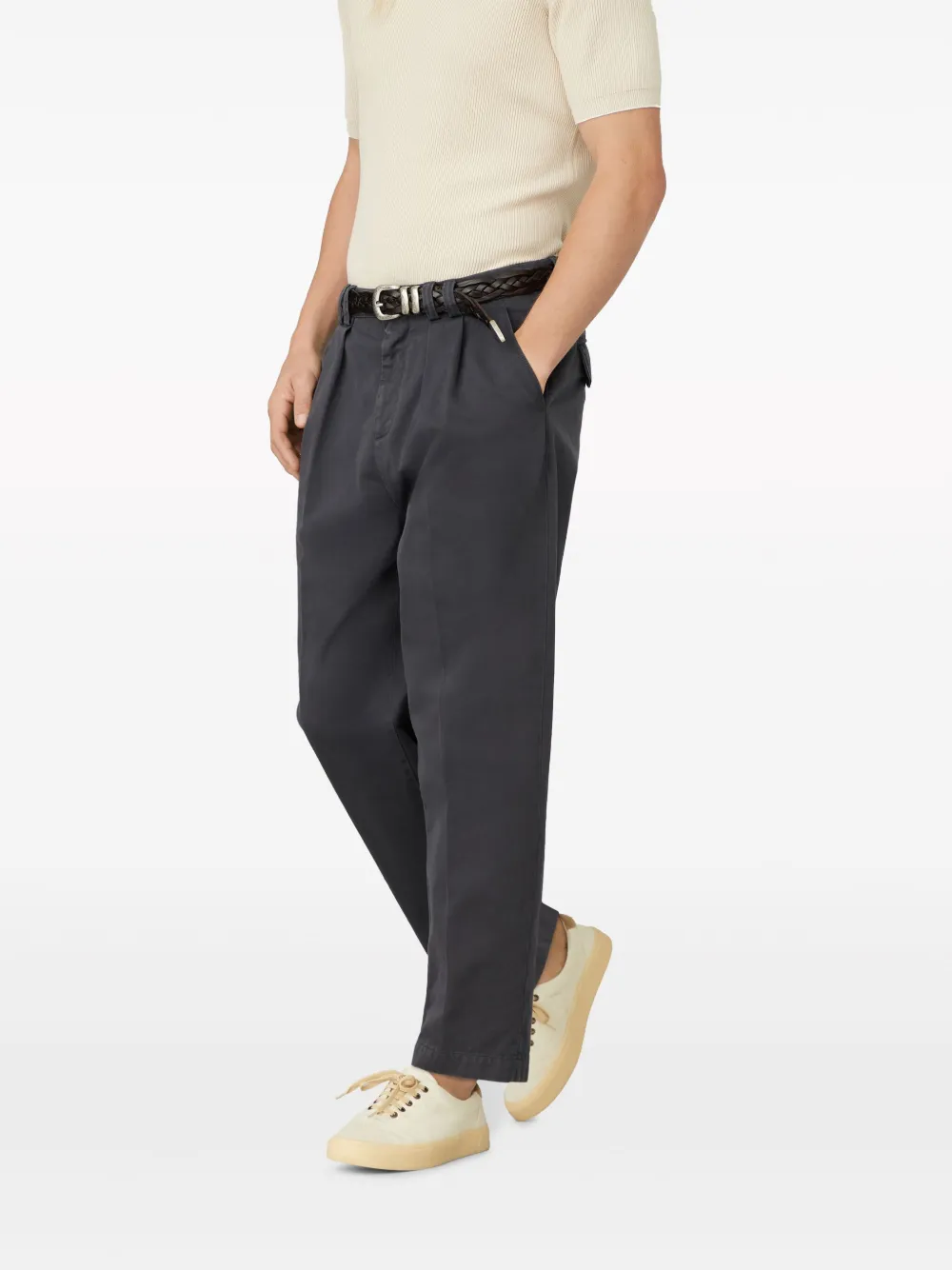 Shop Brunello Cucinelli Pleated Cotton Trousers In Black