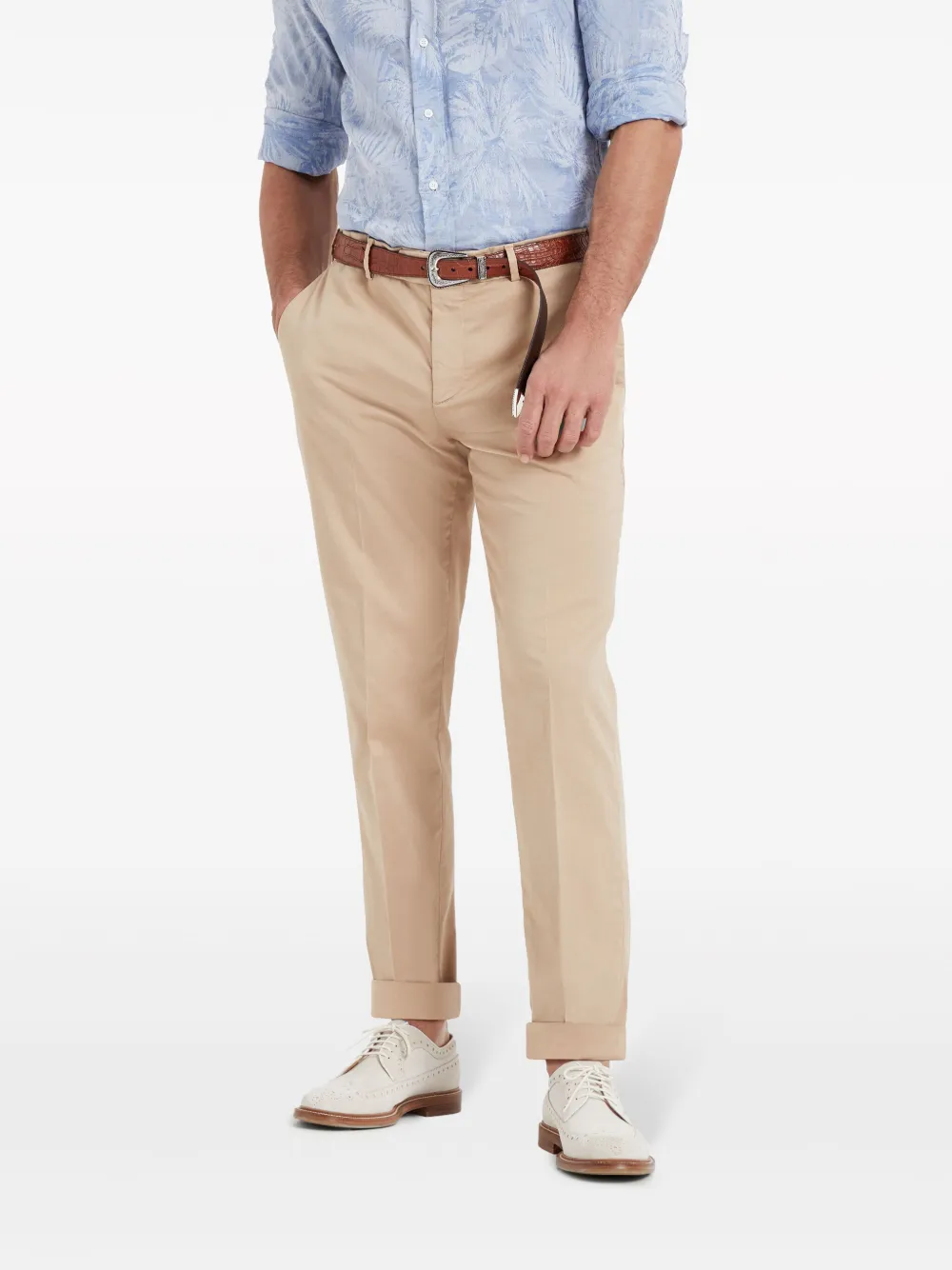 Brunello Cucinelli Mid waist katoenen chino Beige