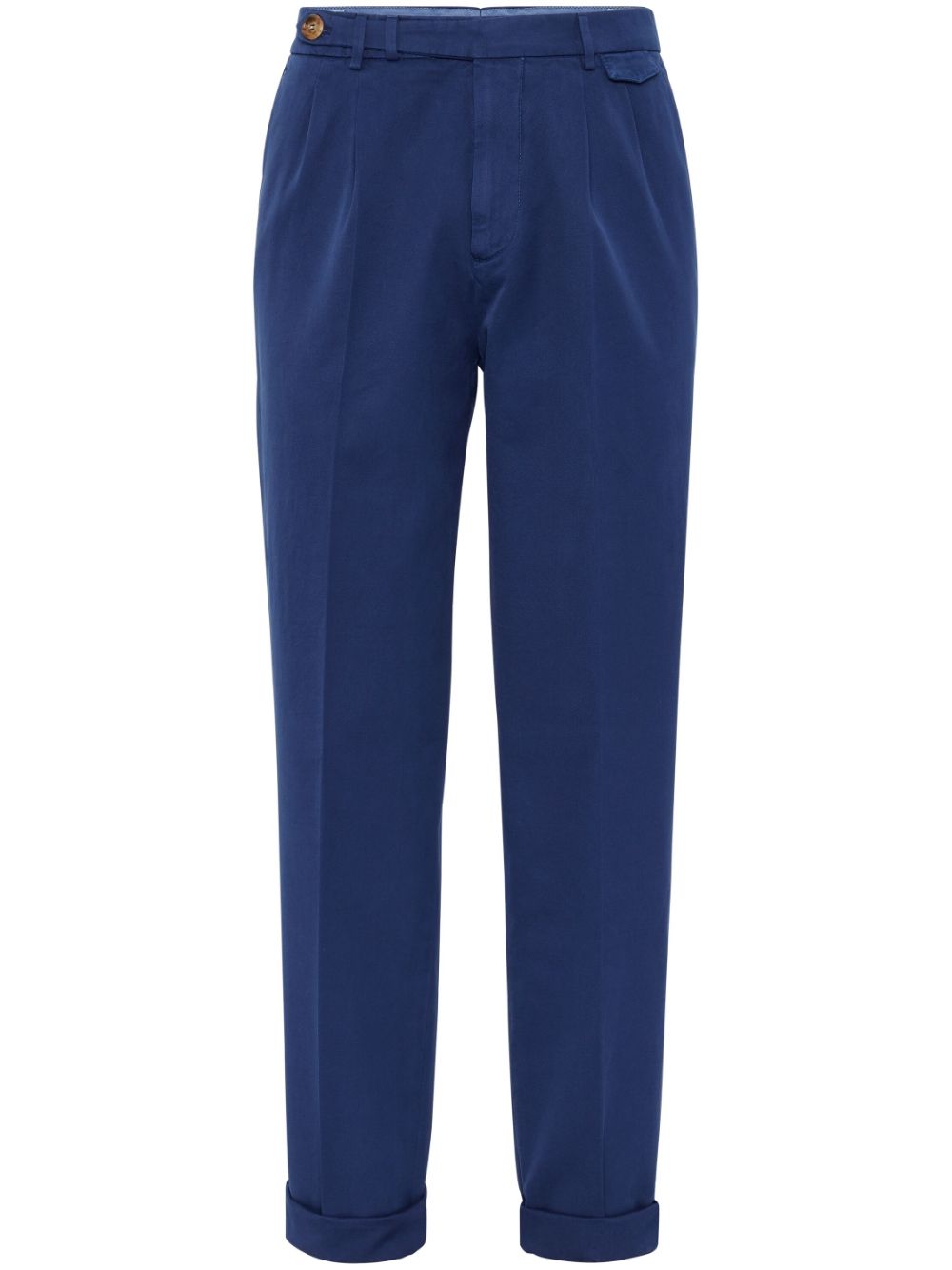 Brunello Cucinelli Straight-leg Cotton Trousers In Blue
