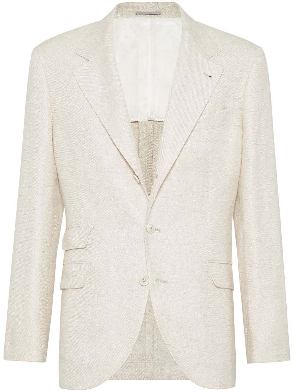 Brunello Cucinelli Twill blazer met enkele rij knopen Beige